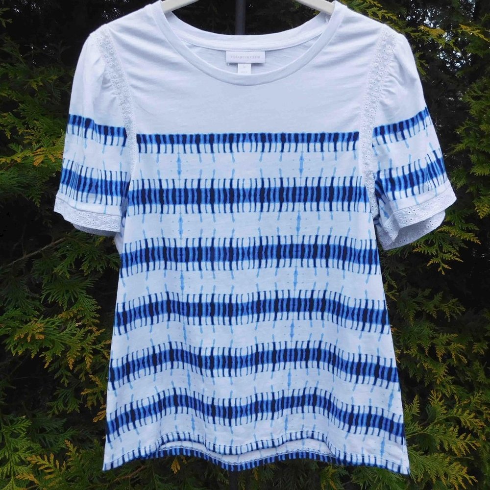 Charter Club Pretty Sail Away Tee with Eyelet Ribbon Detail NWT